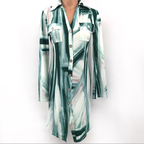 MICHAEL Michael Kors Dresses & Skirts - MICHAEL Michael Kors Green Striped Shirt Dress